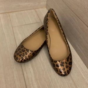 J Crew Metallic Cheetah Brown Flat Flats Formal Evening Dress Shoes Ballet Nice